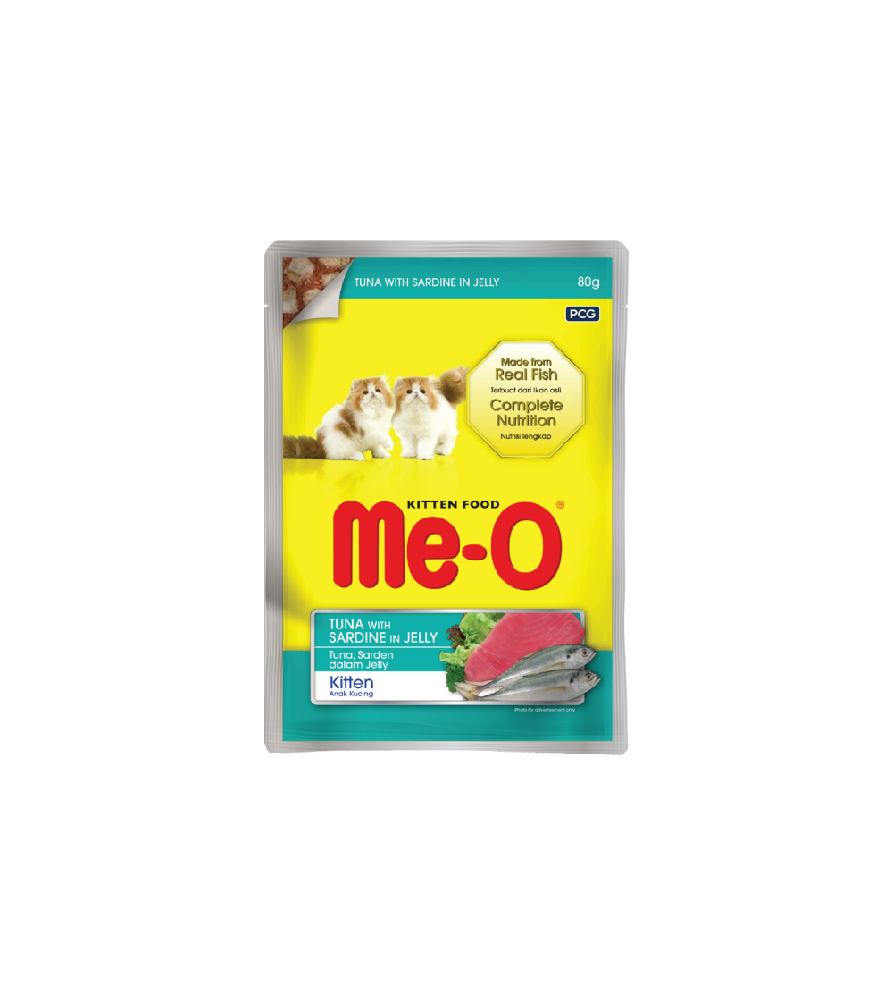 MeO Kitten Pouch – Tuna with Sardine in Jelly (80g)