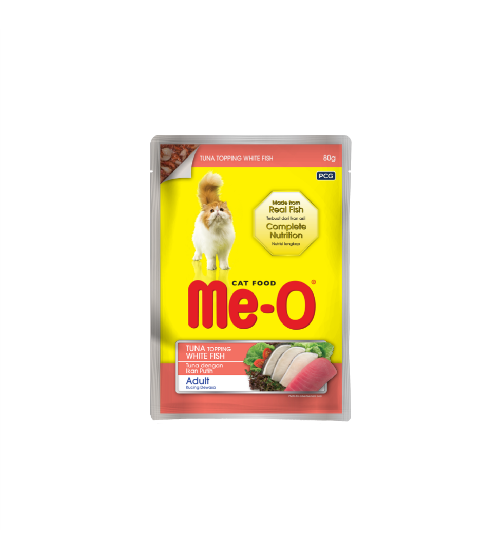 MeO Cat Pouch – Tuna topping Whitefish (80g)